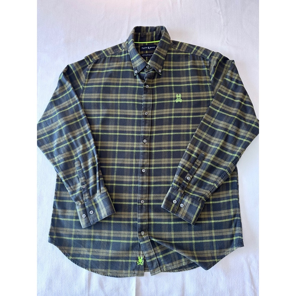 Psycho Bunny Flannel Button Down Mens L Long Sleeve‎ Plaid